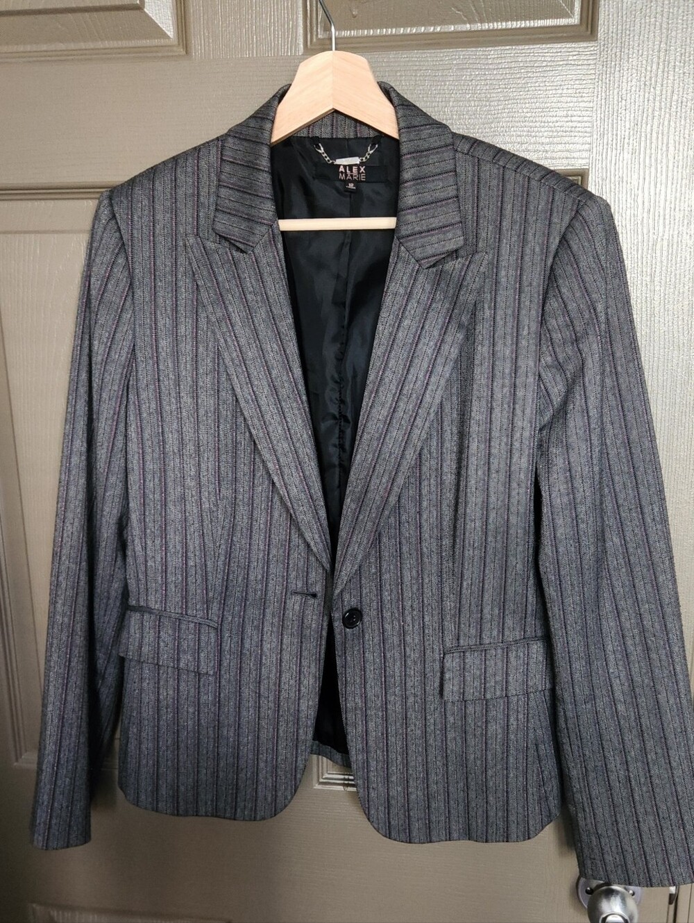 ALEX MARIE Gray Pinstripe Women's Blazer